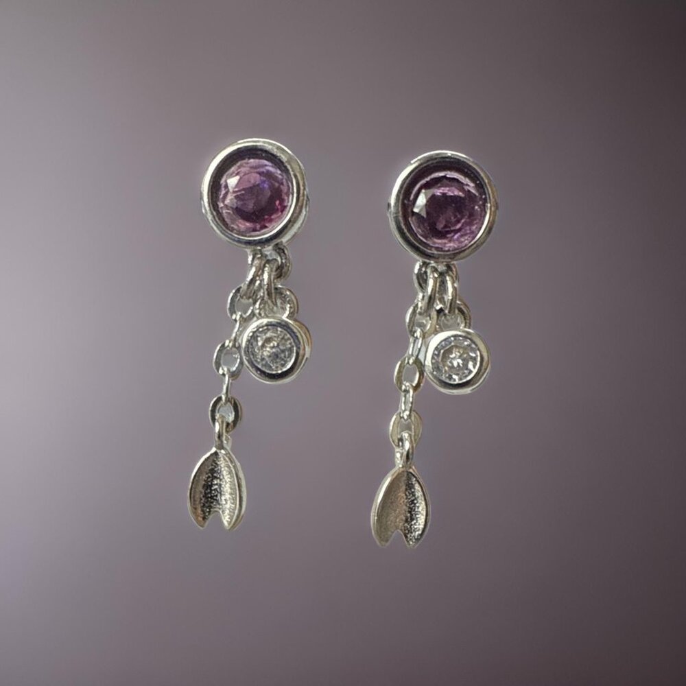 Earrings Ruby Gemstone Feather Dangle Trendy Jewe… - image 5